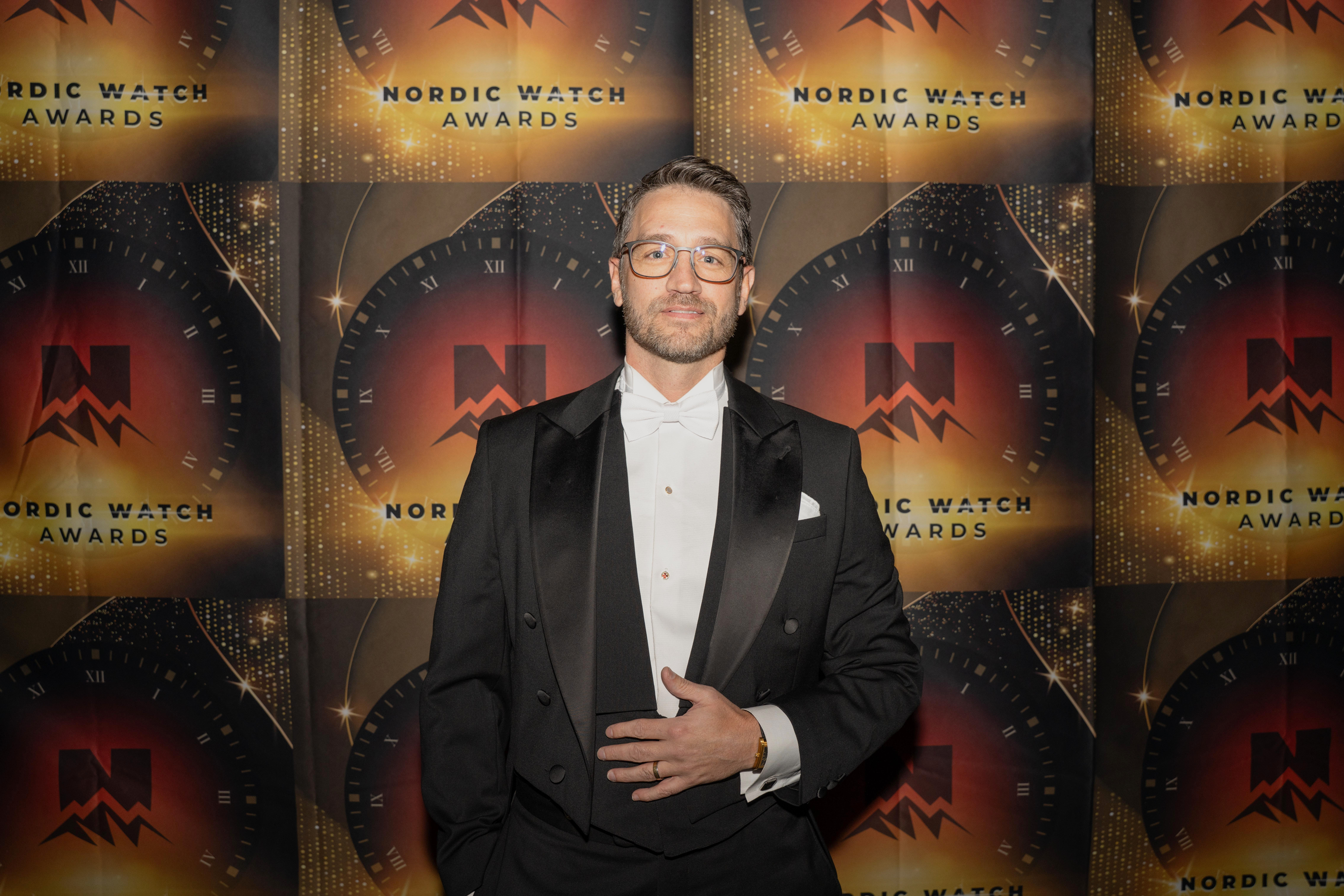 Freddie Palmgren representing Söner Watches at the Nordic Watch Awards 2025