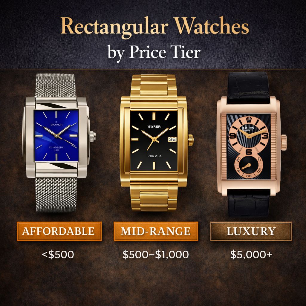 Rectangular Watches by Price Tier