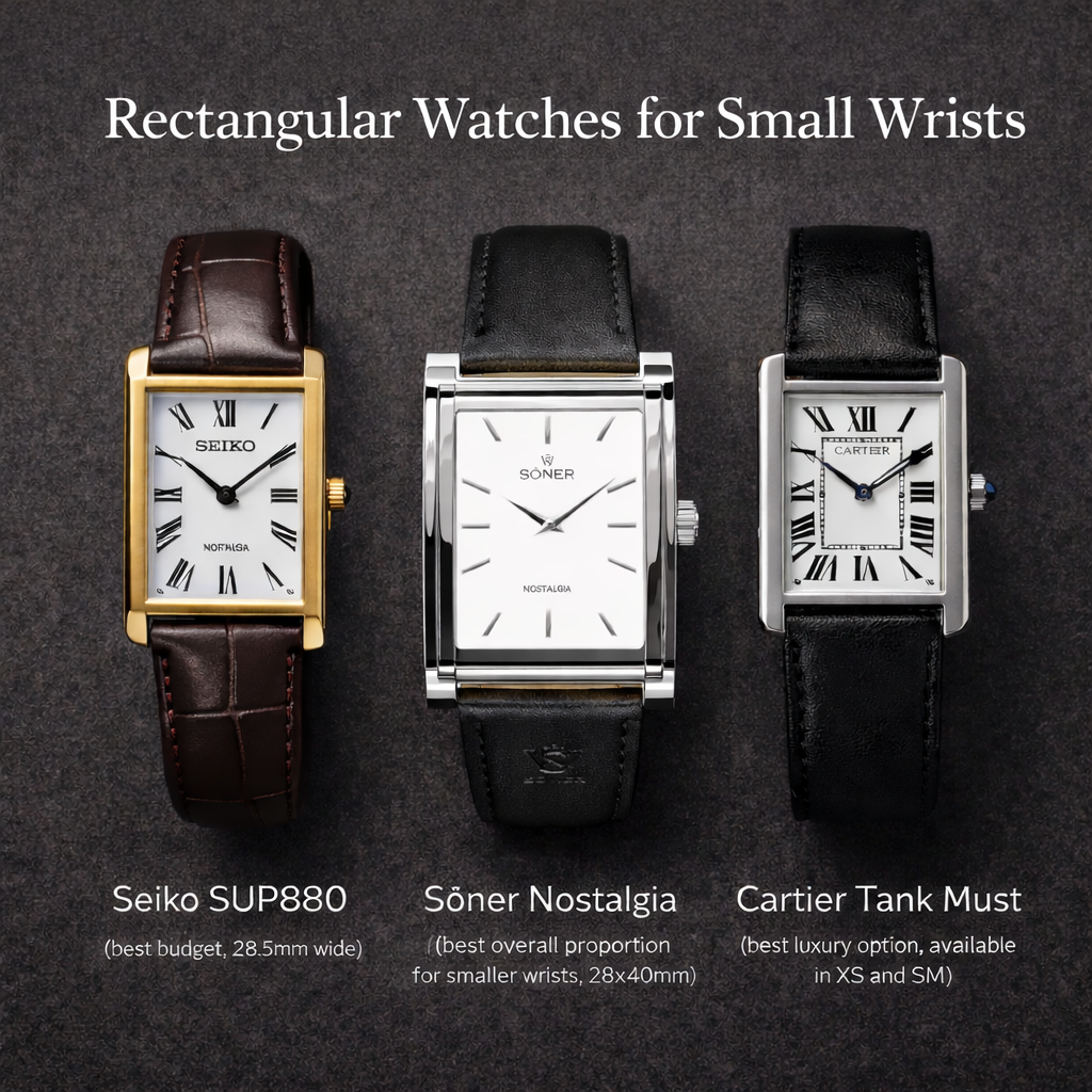 Rectangular Watches for Small Wrists (2026): Best Picks and Sizing Guide