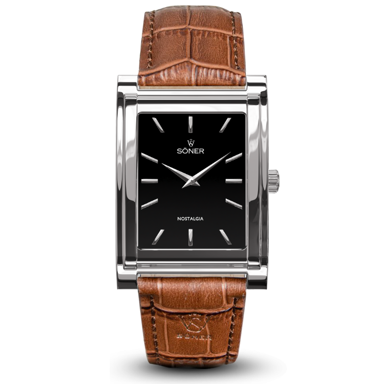 Nostalgia Stockholm: Polished Steel & Black Dial – Söner Watches