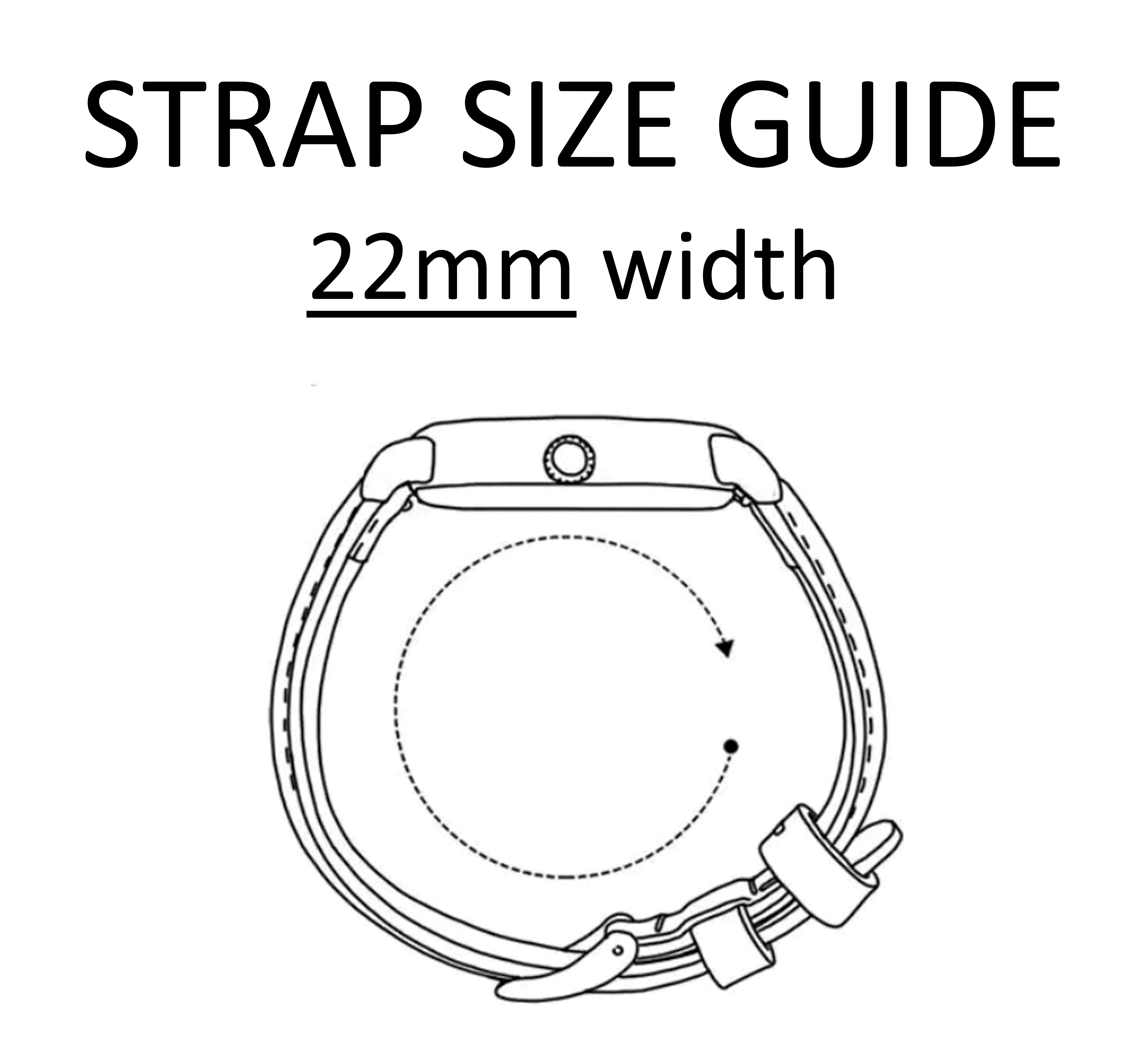 A black and white illustration of a circular belt with a clasp. The belt is shown coiled in a loop, with a dotted arrow indicating a direction of movement or rotation. The clasp and stitching details are visible.