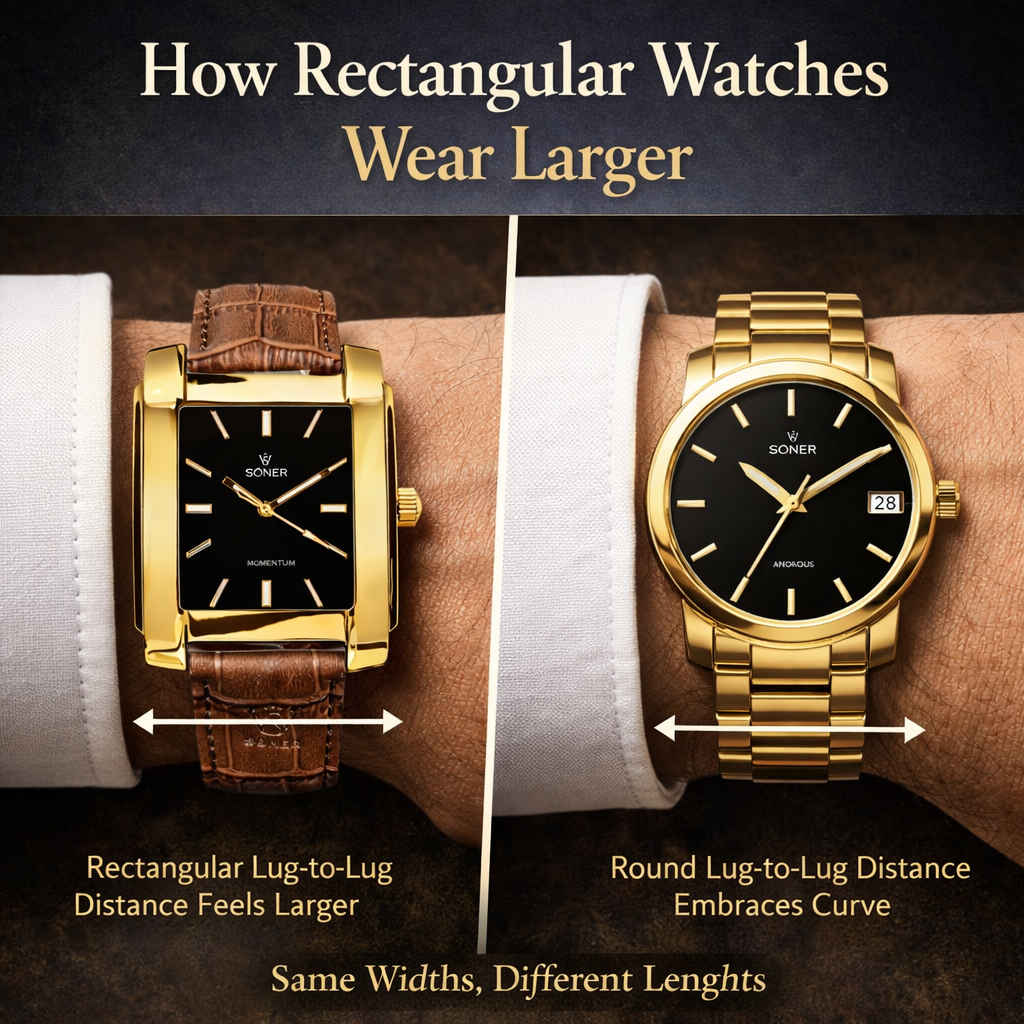 How Rectangular Watches Wear Larger