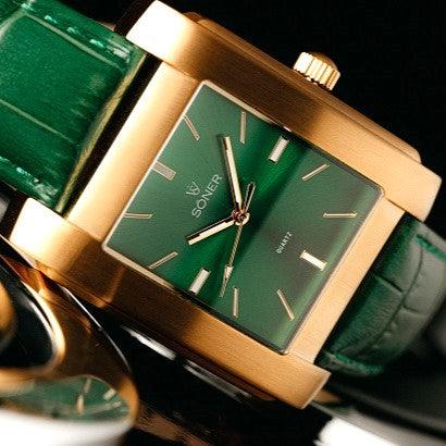 Gold Green Dial Watch Women - The Rectangular Watch Brand | Söner Watches