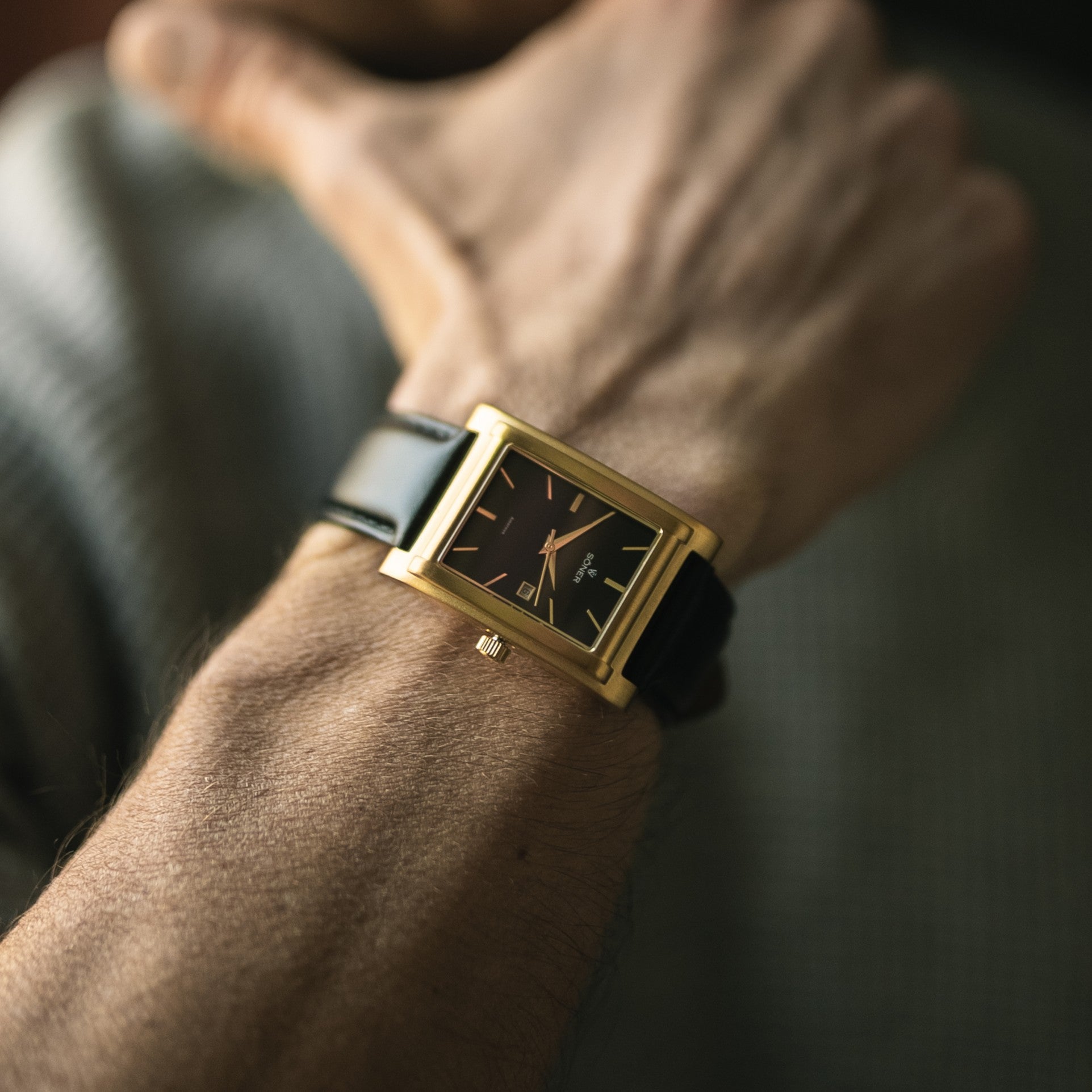 Rectangular Brushed Gold Watches for Men | Elegant & Durable Designs