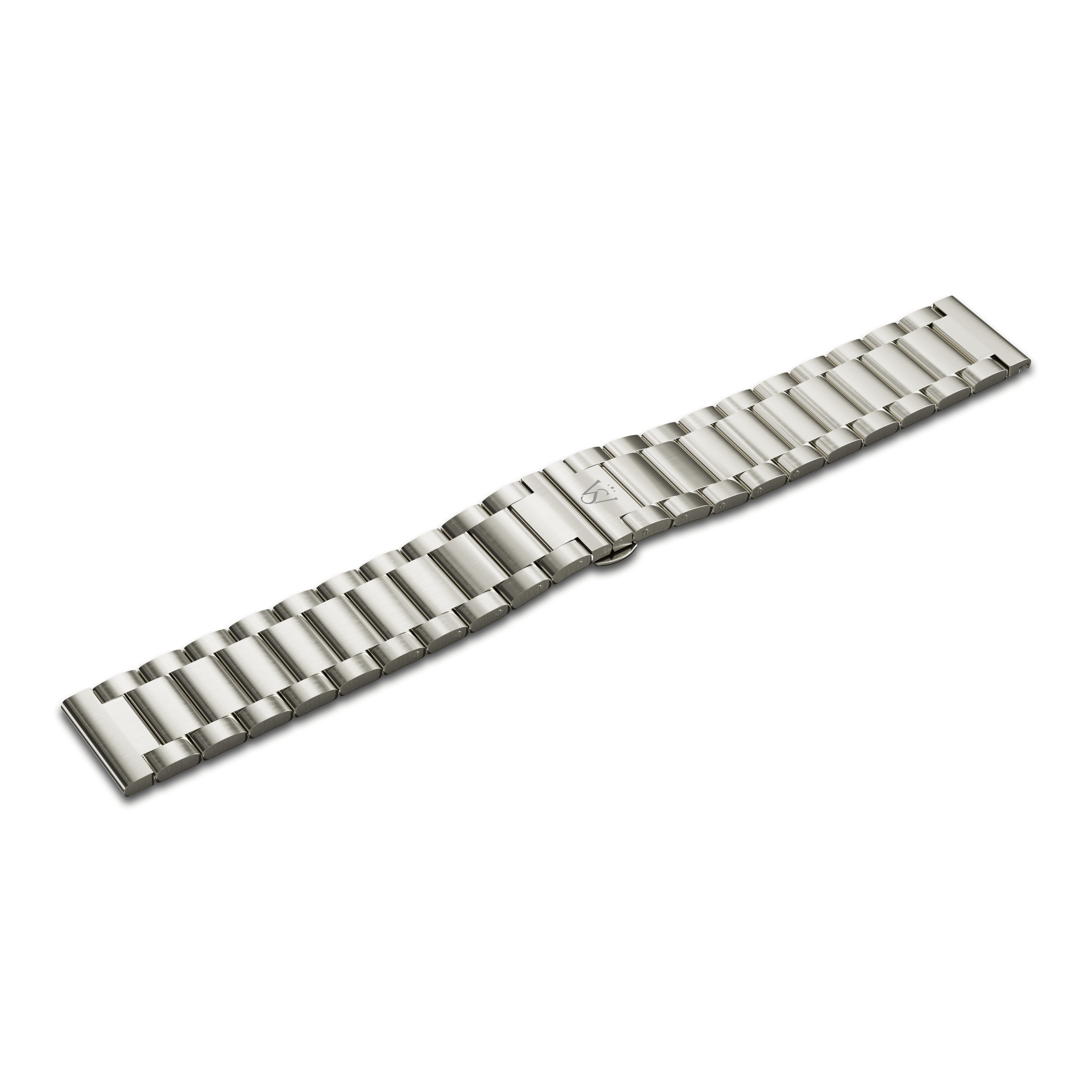 A brushed steel watch bracelet from the GATSBY collection, measuring 20mm. It showcases a polished and brushed finish with a sequence of rectangular links and includes a discreet branding emblem on the clasp, all presented against a plain white background.