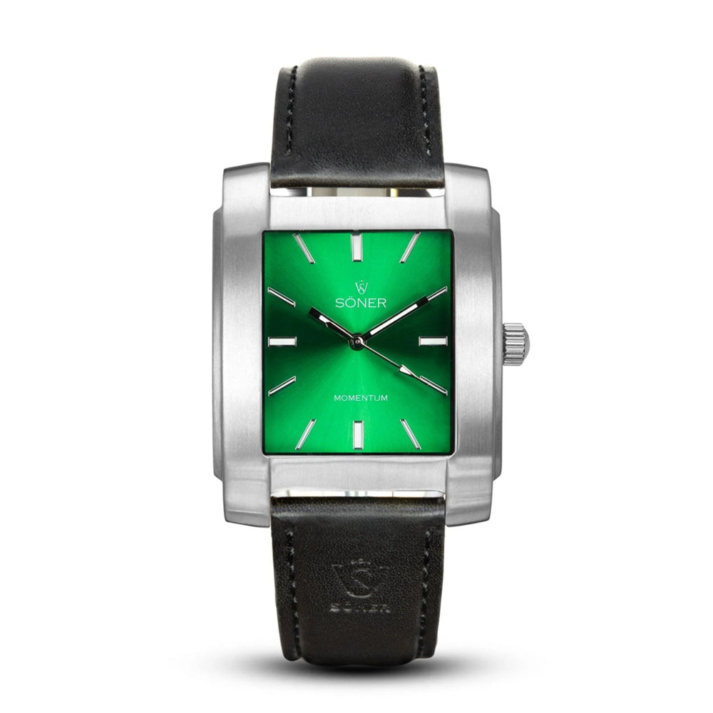 Fairmont, Automatic Rectangular Watch, Brushed Steel, Green