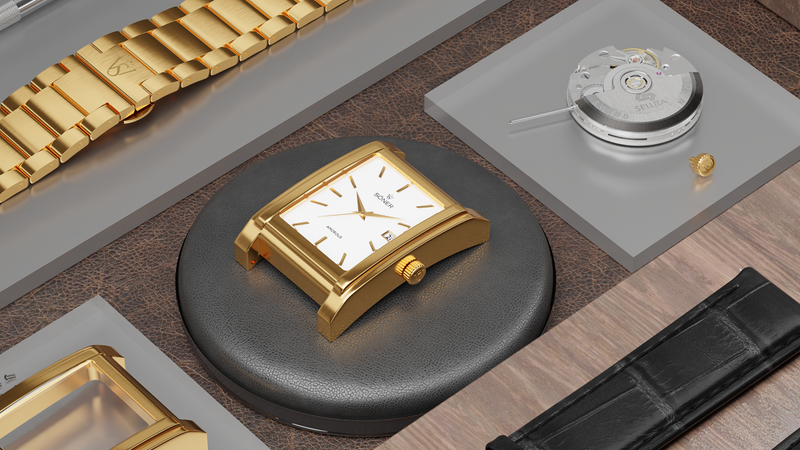 Rectangular Brushed Gold Watches for Men | Elegant & Durable Designs