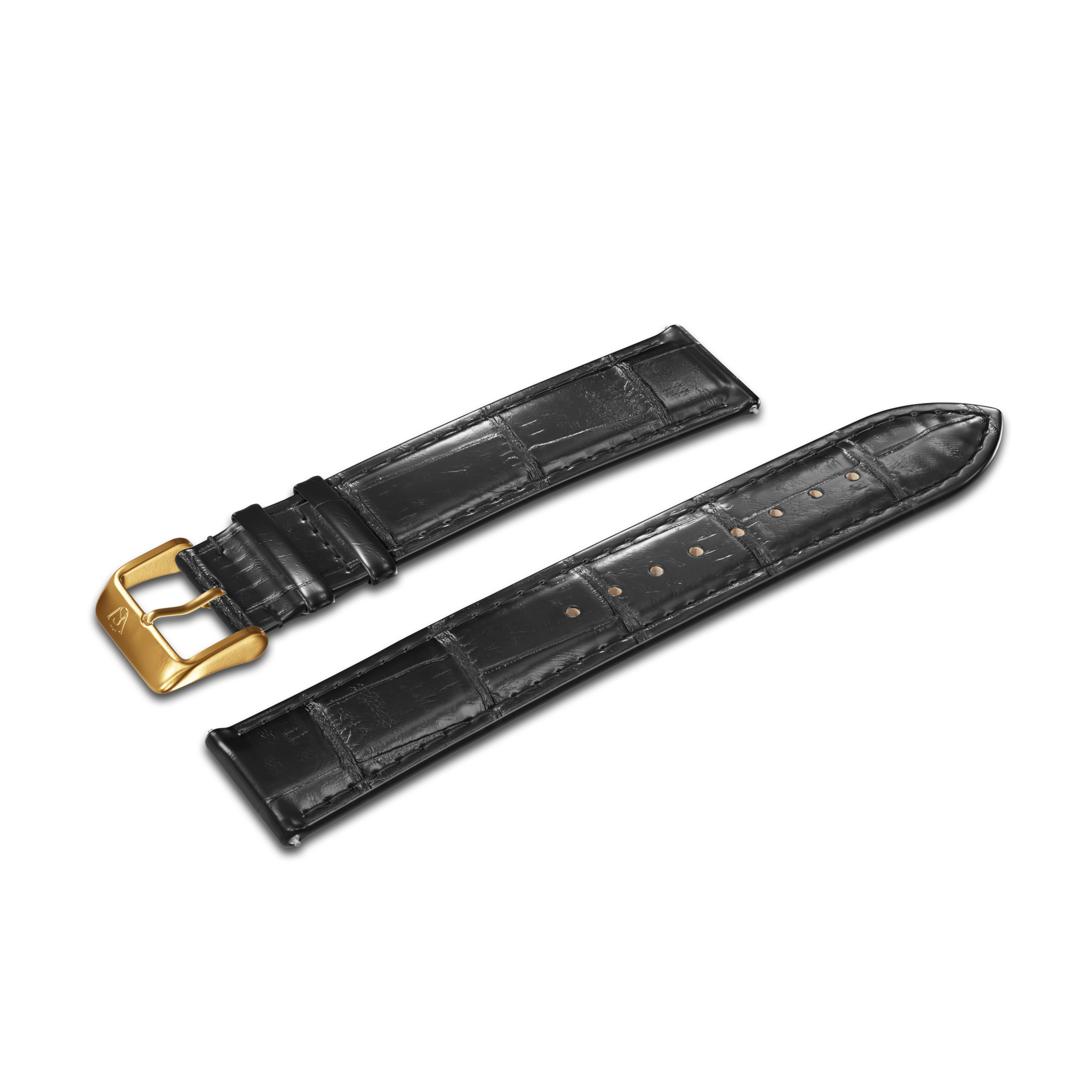 GATSBY Noir Croc (20mm) - brushed gold buckle